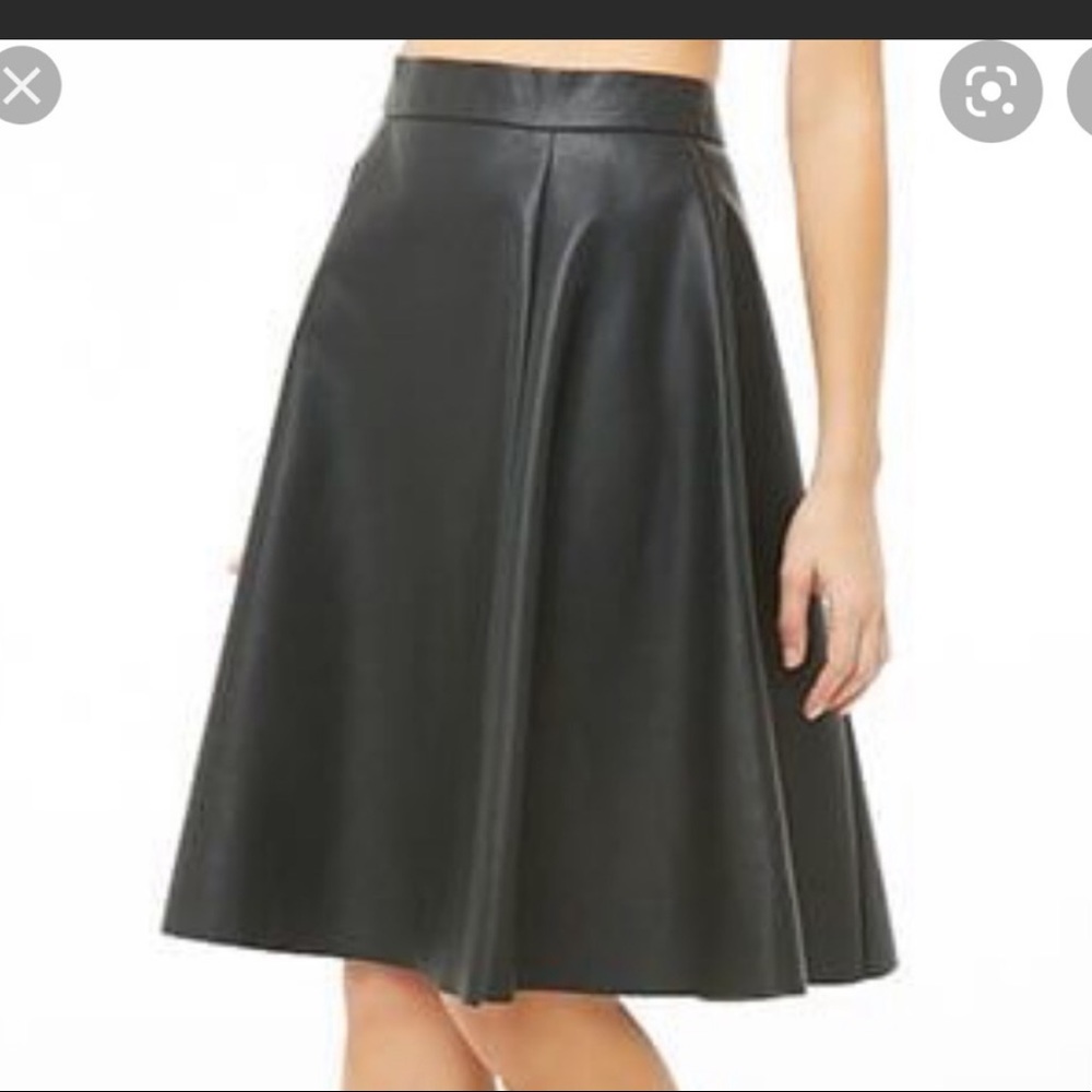 Vegan Faux Leather Midi Skirt size M